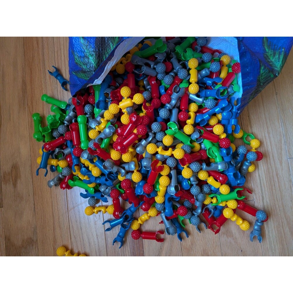 ZOOB Stem Building Toys Lot of 333 Green Silver Red Blue Yellow + 2 Wheels